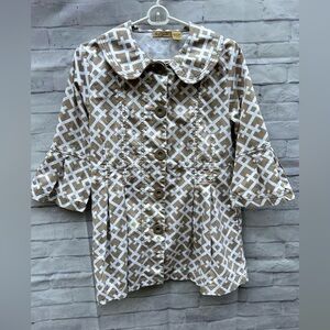 VTG Oh Gussie! Size M retro 60’s Peter Pan collar cotton jacket trench coat